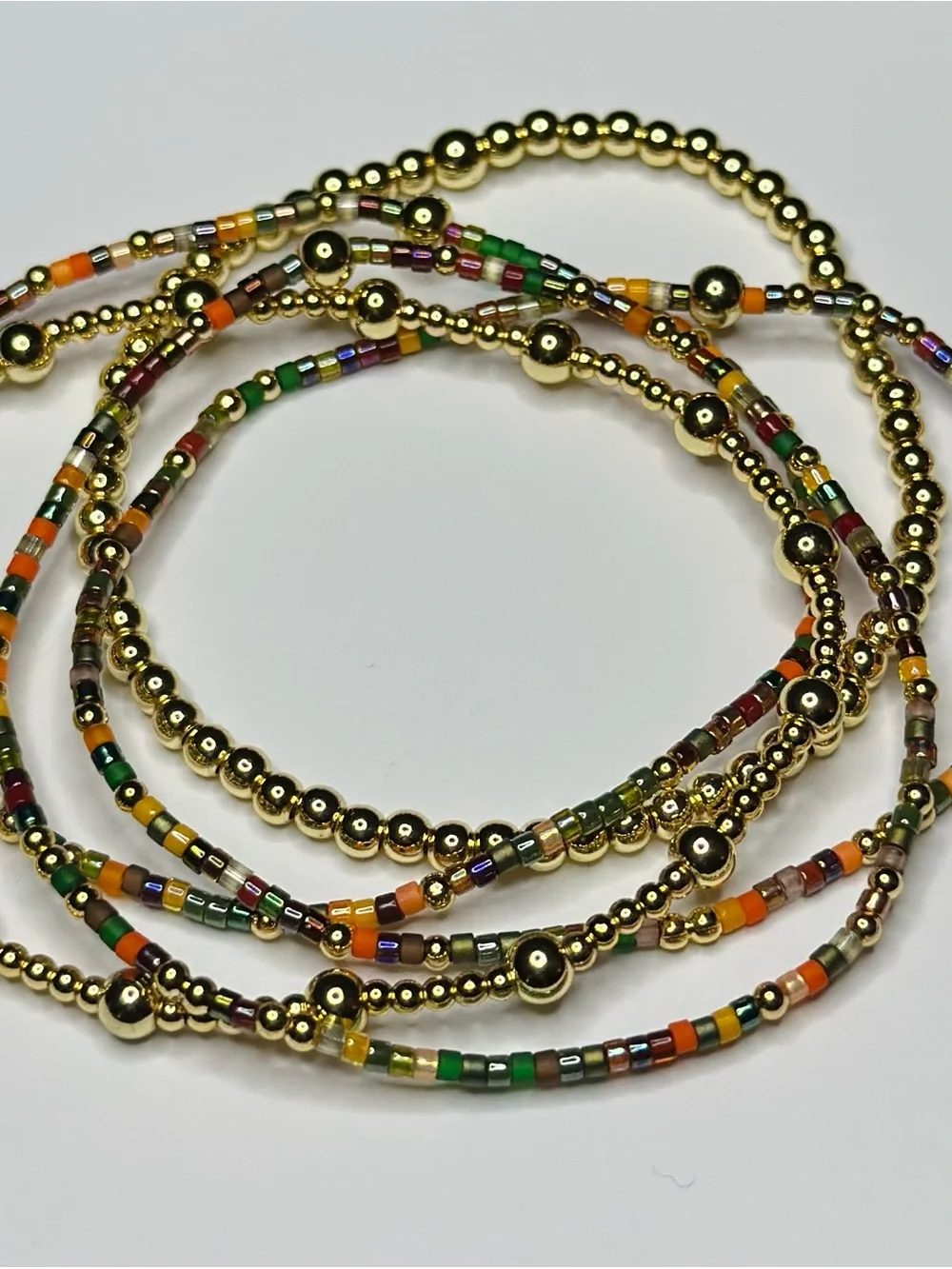 BramFam Beads Gold Filled Fall colored bracelet set of 5